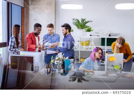 young people group in modern office have discussion of a new project 69375028