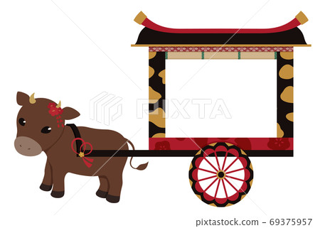 帶有敞開的百葉窗的牛車illustration_frame 69375957