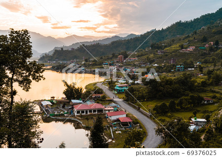 Landscape view of Happy Village and Pheva lake, Nepal 69376025