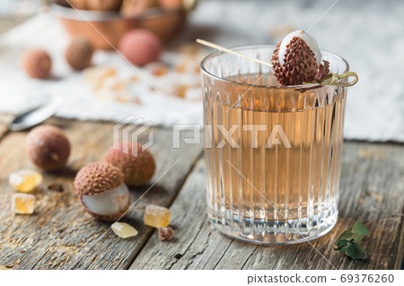Glass of lychee juice Glass of lychee juice 69376260