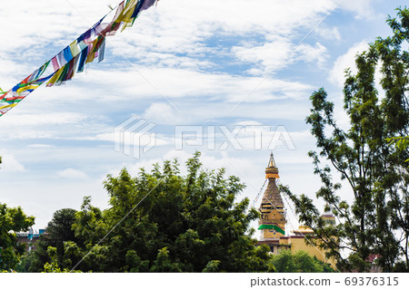 Swayambhunath stupa in Monkey temple in Kathmandu 69376315