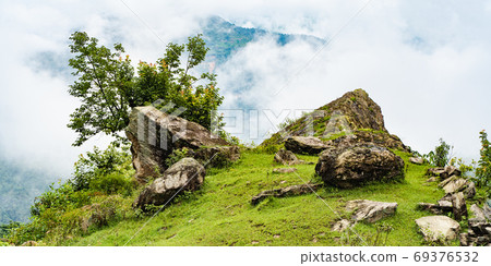 Picture of Himalayas mountains covered with fog 69376532