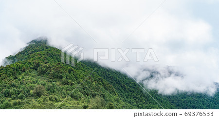 Picture of Himalayas mountains covered with fog Picture of Himalayas mountains covered with fog 69376533