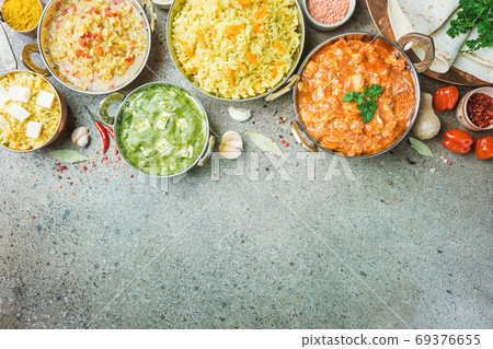 Assorted indian food 69376655