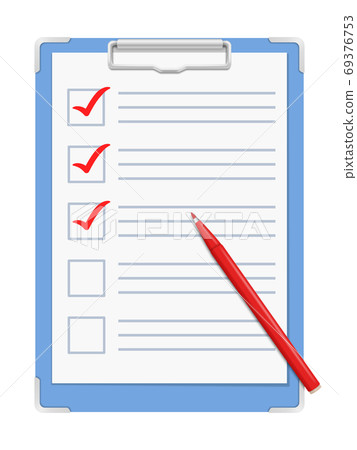 Check sheet and red pen Check sheet and red pen 69376753