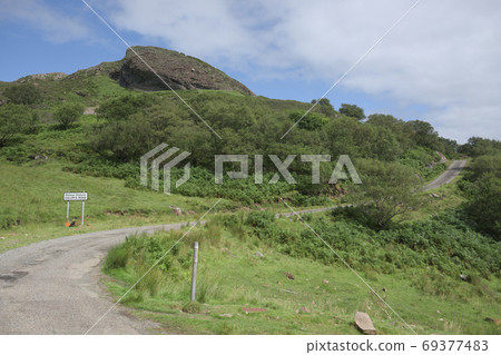 Calum's road on the isle of Raasay on a sunny day. Landscape image. Calum's road on the isle of Raasay on a sunny day. Landscape image. 69377483