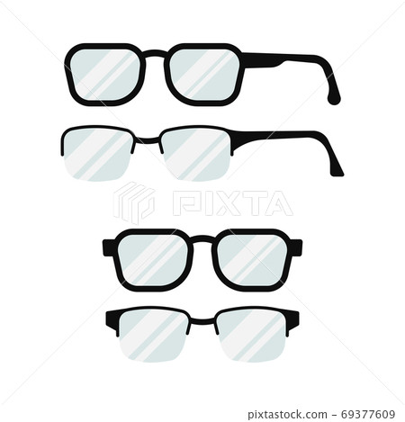 Glasses set with black frame icon isolated on white background. 69377609