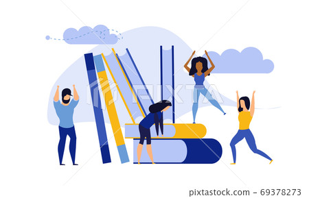 Woman and man have office break meditation. Business person vect Woman and man have office break meditation. Business person vect 69378273