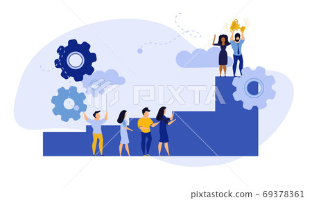 Achievement target career challenge vector flat illustration. Wo Achievement target career challenge vector flat illustration. Wo 69378361