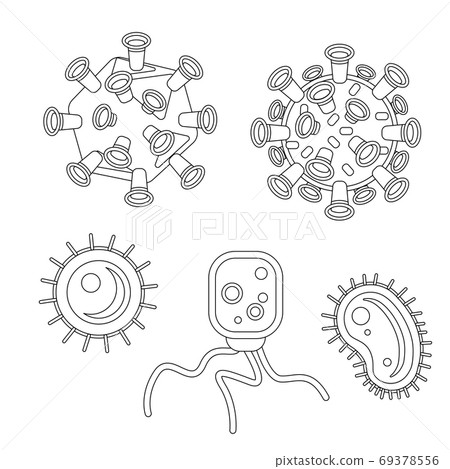 Black line germs on white isolated backdrop for social banner. Black line germs on white isolated backdrop for social banner. 69378556