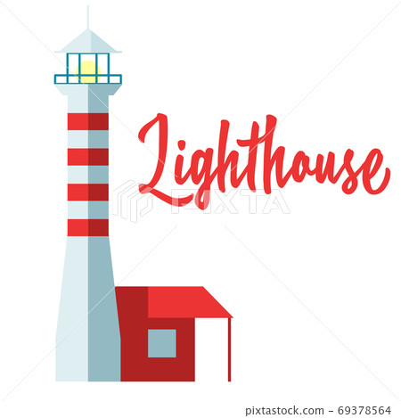 Vintage lighthouse on white isolated backdrop. Vintage lighthouse on white isolated backdrop. 69378564
