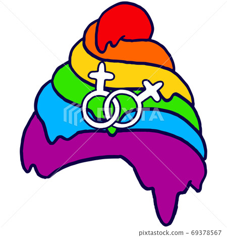 Rainbow lesbian symbol on white isolated backdrop Rainbow lesbian symbol on white isolated backdrop 69378567