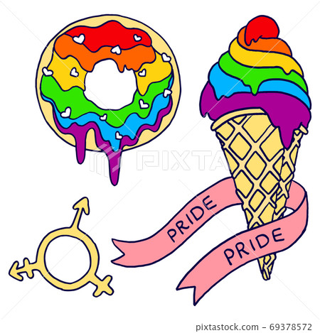 Icecream and donut on white isolated backdrop Icecream and donut on white isolated backdrop 69378572