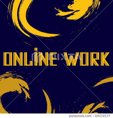 Online work text on navy blue backdrop for website banner. Online work text on navy blue backdrop for website banner. 69378577