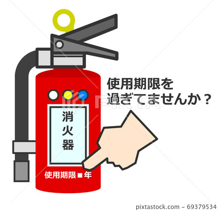 Illustration of checking a fire extinguisher for fire prevention 69379534