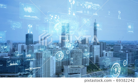 City and network Modern group of buildings Aerial image and communication image IoT ICT City and network Modern group of buildings Aerial image and communication image IoT ICT 69382242