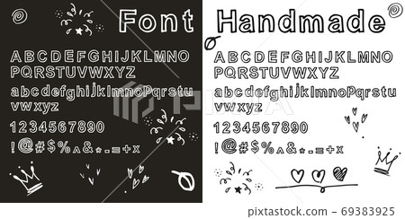 Hand drawn doodle font.Set of sketch... - Stock Illustration [69383925 ...