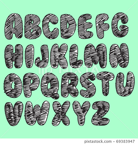 Hand drawn doodle font. Set of sketch alphabet. Vector illustration for magazines, printings, web posters, hand drawn typography etc. 69383947