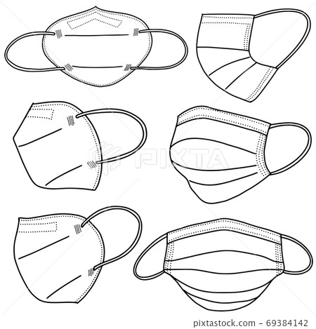 set of Hand Drawn Medical mask isolated on white background, Corona protection .vector illustration. 69384142