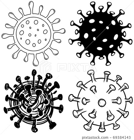 set of hand drawn Coronavirus 2019-nCoV.... - Stock Illustration ...