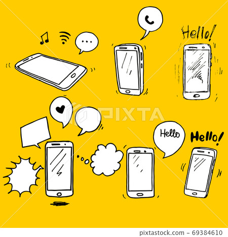 Set Of Hand Drawn Smartphone Smartphone Icon Stock Illustration