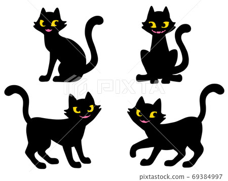 Black cat illustration set 69384997