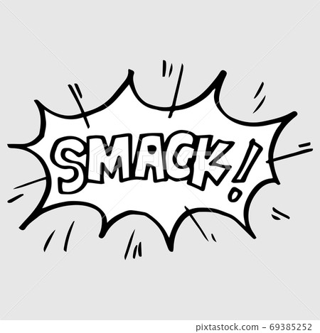 Hand drawn comic speech bubbles with emotion and text smack. vector doodle comic explosion cartoon illustrations isolated for posters, banners, web, and concept design. 69385252