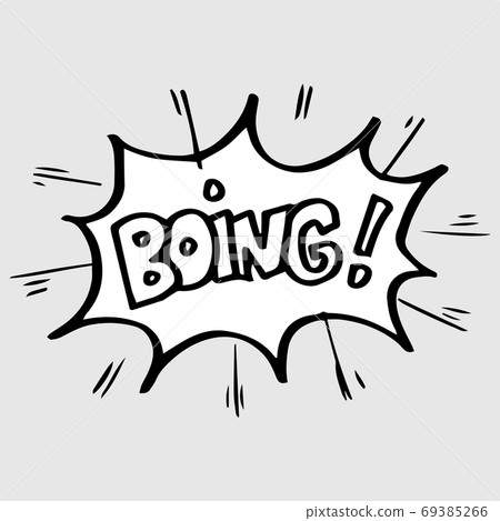 Hand drawn comic speech bubbles with emotion and text boing. vector doodle comic explosion cartoon illustrations isolated for posters, banners, web, and concept design 69385266