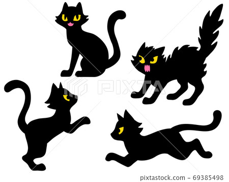 Black cat illustration set 69385498