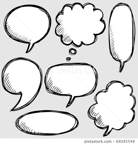 Hand drawn set of speech bubbles. Doodle set... - Stock Illustration ...