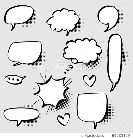 Set of hand drawn speech bubbles with Halftone... - Stock Illustration ...