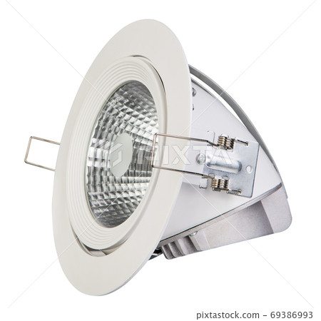 white powerful led lamp, for false ceiling, on a white background, side location 69386993