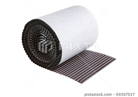 roll of metal adhesive tape, for roof joint, on a white background roll of metal adhesive tape, for roof joint, on a white background 69387037