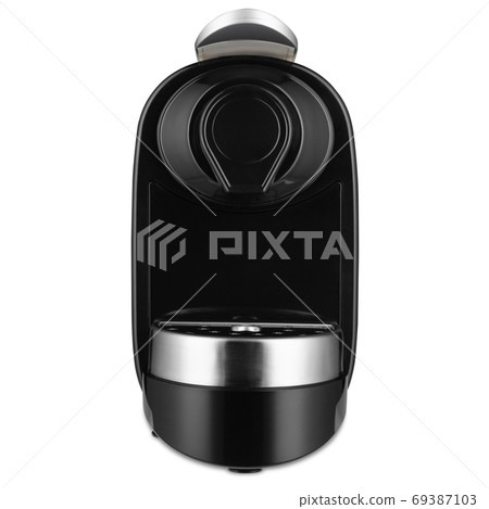 coffee machine for preparing capsule coffee, front view, on a white background 69387103