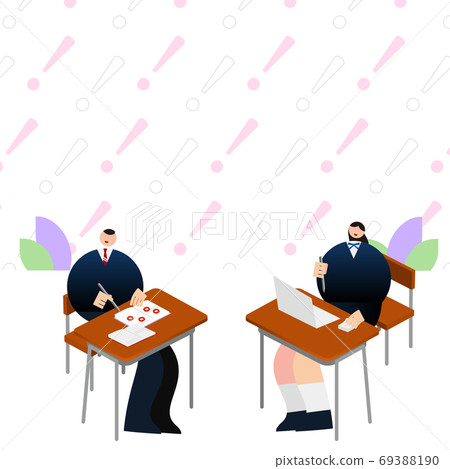 插圖/圖形材料：驚訝的標記背景和高中生學習 69388190
