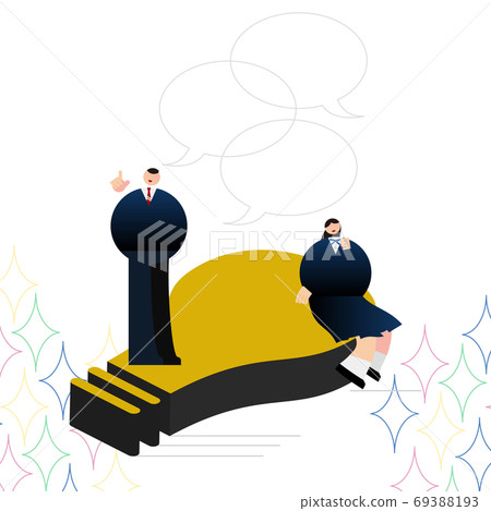 Illustration / Graphic Material: High school student who solved the problem on the light bulb mark 69388193