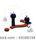 Illustration / Graphic material: High school student on the question mark with a balloon 69388198