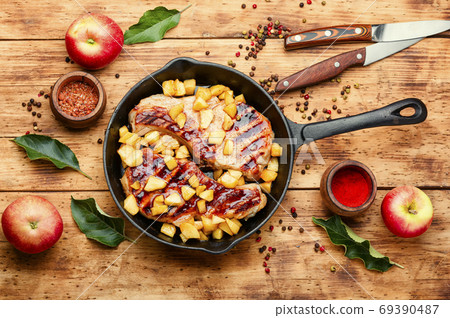 Meat baked with apples Meat baked with apples 69390487