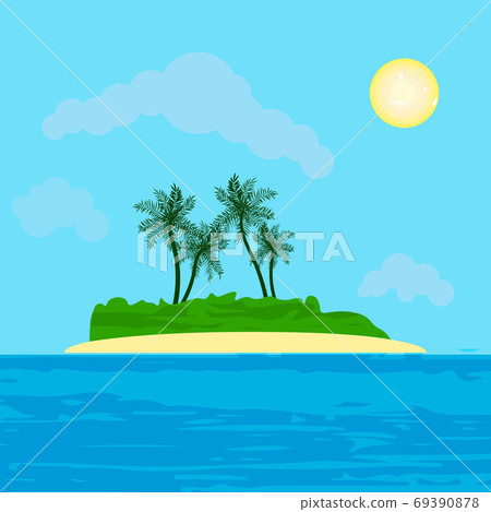 Tropical island with palm trees. 69390878