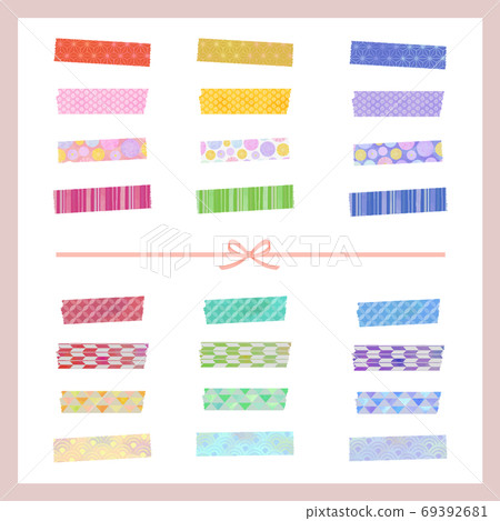 Japanese style masking tape set (watercolor style vector) 69392681
