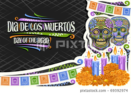 Vector greeting card for Dia de los Muertos Vector greeting card for Dia de los Muertos 69392974