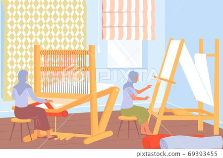 Carpet Production Flat Illustration 69393455