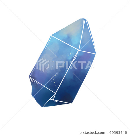 藍色漸變礦物礦石水彩風格 69393546