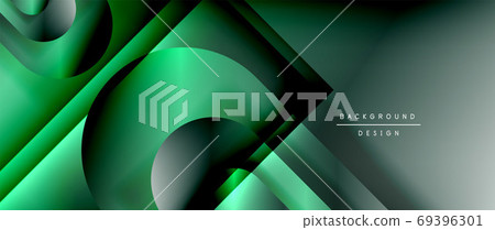 Vector geometric abstract background with lines and modern forms. Fluid gradient with abstract round shapes and shadow and light effects Vector geometric abstract background with lines and modern forms. Fluid gradient with abstract round shapes and shadow and light effects 69396301