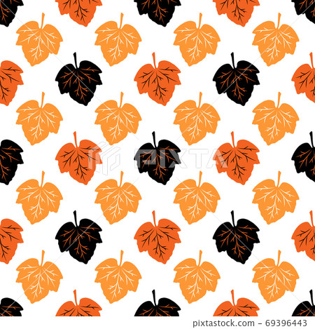 Seamless pattern of colorful leaves on a white background. Autumn leaf fall. Vector illustration great for use as a creative design. For decorating banners, cards, prints, textiles, fabric, crafts. Seamless pattern of colorful leaves on a white background. Autumn leaf fall. Vector illustration great for use as a creative design. For decorating banners, cards, prints, textiles, fabric, crafts. 69396443