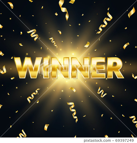 Winner golden text with sparkles and falling... - Stock Illustration ...