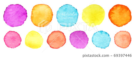 Rainbow watercolor circles set. Vector watercolour circle elements for design. Watercolor circles background. Vector illustration 69397446