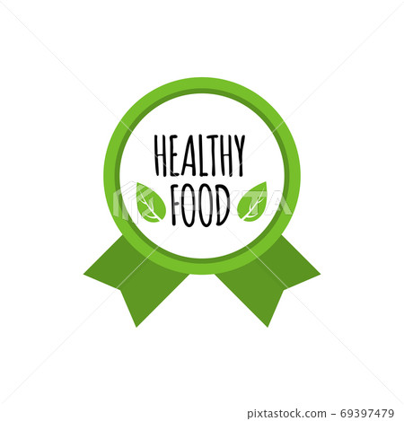 Bio food badge. Vegan vector logo. Healthy food design. Vector illustration 69397479