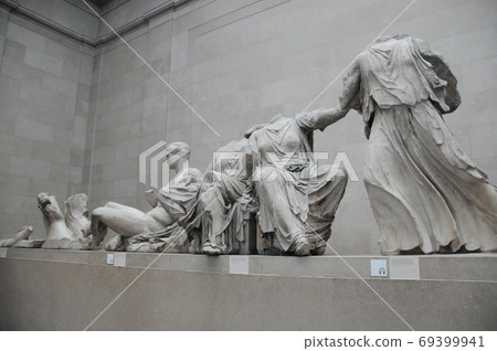 Gable sculptures at the Parthenon, British Museum, London, England 69399941