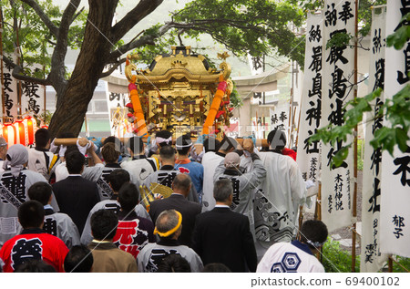 A festival portable shrine praying for a big catch on Rebun Island, Hokkaido 69400102
